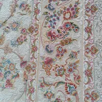 یک جفت  فرش مشهد 9متری گل ابریشم  برجسته