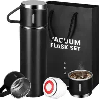 فلاسک سه کاپ/لیوان دار /اصلی/تبلیغاتی+حک لیزری