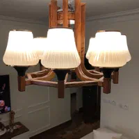 لوستر 8شعله با چوب گردو