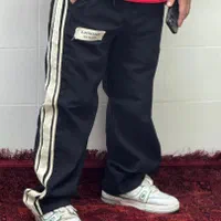 شلوار بگ نوار سفید کنف
