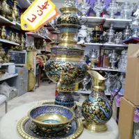 سماور قلمکاری dذغالی برنجیkj  مسی گازیw زغالیxu7