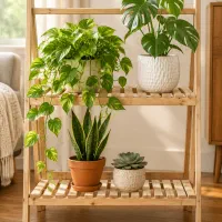 استند گلدان تمام‌ چوب/رگال چوبی