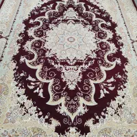 5تخته فرش 12متری  نقشه مروارید زرشکی کرم