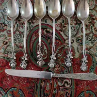 یک دست کامل قاشق چایخوری نقره عتیقه