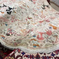 فرش دستبافت تمام ابریشم قم گرد قطر ۲|فرش|تهران, یوسف‌آباد|دیوار