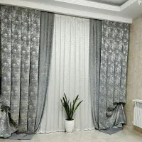 والان پرده مخمل پتینه طوسی طلایی