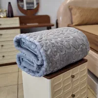 پتو گلبافت دو نفره طوسی تک رنگ کد 80