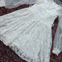 پیرهن سفید گیپور لمه دار