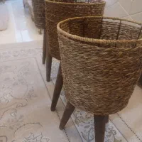 گلدان چوبی وبافت حصیری سالم|صنایع دستی و سایر لوازم تزئینی|چهاردانگه (تهران), |دیوار