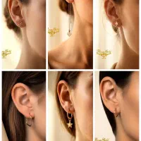 گوشواره حلقه ای،میخی،کرلی،طلا مینیمال رزگلد