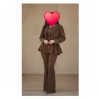 ست مانتو وشلوارعروسکی مخمل کبریتی