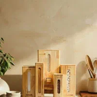 بانکه و جا حبوبات چوب شیشه