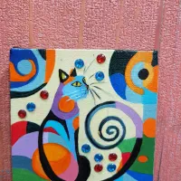 نقاشی گربه با سایز ۱۵/۱۵