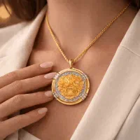 آویز گردنبند طلا زنانه گل رز آوا