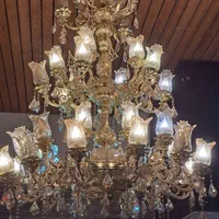 لوستر سه طبقه برنزی طوق بزرگ مناسب تالار وهتل|لوستر و چراغ آویز|مشهد, ویلاشهر|دیوار