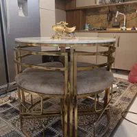 ناهارخوری کم جا 4نفره فلزی طلایی|میز و صندلی غذاخوری|فردیس, فردیس|دیوار