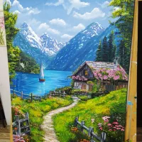 تابلو نقاشی رنگ روغن طبیعت|تابلو، نقاشی، عکس|قائم‌شهر, |دیوار