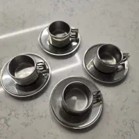 سرویس ۴ عددی فنجان و نعلبکی استیل دکوری و پذیرایی