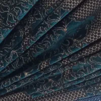 پرده تور ترک طرح دار با دستک مخمل سورمه ای طور|پرده، رانر، رومیزی|قائن, |دیوار
