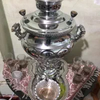 سماور گازی و ۶ عدد استکان و پایه ورشو|سماور، چایساز، قهوهساز|لوندویل, |دیوار