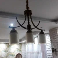 لوستر سه شاخه استیل طرح برنزی رنگ ثابت|لوستر و چراغ آویز|رشت, رشتیان|دیوار