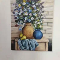 نقاشی رنگ روغن طرح گل|تابلو، نقاشی، عکس|خرمآباد, |دیوار