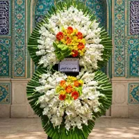 کد01 پایه گل و تاج گل تسلیتی مدل ارکیده آبی فروشی
