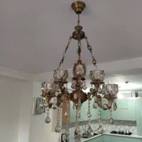 لوستر سه شاخه،شش شعله برنز|لوستر و چراغ آویز|زنجان, |دیوار