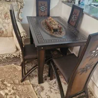 میزناهارخوری چوبی چهارنفره در حد نو مناسب باغ ویلا