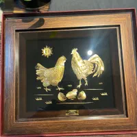 تابلو طلا مرغ و خروس