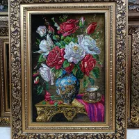 تابلوفرش دستبافت گل /فروشگاه ماندگار نقد و اقساط