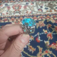 دو عدد انگشتر فیروزه نیشابور رکاب دست ساز