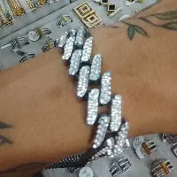 دست بند چین نگین دار نقره ای