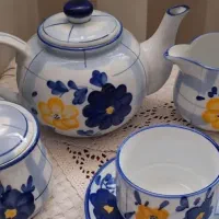 سرویس ۱۷ پارچه چایخوری گل پنبه ای قدیمی|ظروف سرو و پذیرایی|تهران, مسعودیه|دیوار