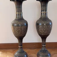 گلدان برنجی قلم کاری