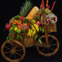 گاری چوبی تزیینی