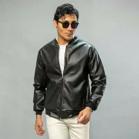 کاپشن چرم خلبانی مشکی / پرداخت درمحل