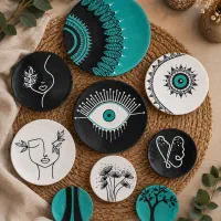 دیوارکوب سفالی و ظروف پذیرایی و دکوری سفالی