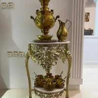 سماور زغالی برنج همراه لیوان