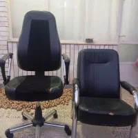 صندلی اداری چرخشی جک دار ومیز تلفن