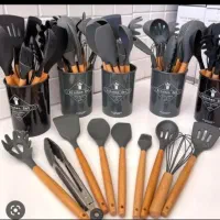 کفگیر و ملاقه نسوز سیلیکونی دسته بامبو قیمت 1500