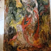 تابلو فرش طرح عالم غیب هستی|تابلو فرش|اصفهان, باغ کاران|دیوار