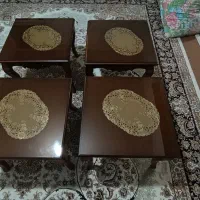 فروش چهار عدد میز عسلی پذیرایی رنگ قهوه ای روشن