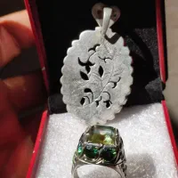 انگشتر جواهری وقاب پلاک نقره