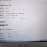 لبتاب Macbook air نسل 5 ویندوز 10|رایانه همراه|نجف‌آباد, امام خمینی|دیوار