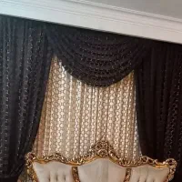 پرده کرم قهوه ای تور