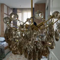 لوستر فلزی آب طلا کاری باکریستال های شاین|لوستر و چراغ آویز|تهران, نارمک|دیوار