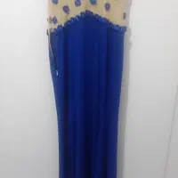 پیراهن مجلسی آبی کاربنی با گل های برجسته|لباس|تربتحیدریه, رضاشهر|دیوار