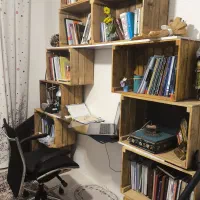 کتابخانه و میزتحریر با قابلیت تغییر شکل|کتابخانه، شلف، قفسه‌های دیواری|ارومیه, |دیوار