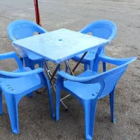 ست میزو صندلی پلاستیکی 4 نفره اقتصادی فست‌فودی